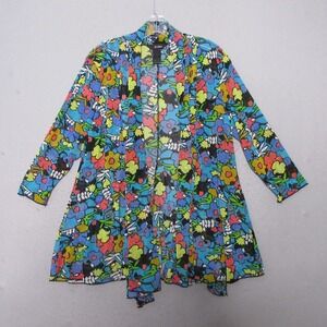 Ali Miles Top‎ Tunic Large Petite Floral Colorful Mesh Lightweight Boho Beachy